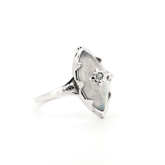 Persephone - Natural Labradorite Gemstone Gold Plated Ring - Sage Gems Jewellery Co.