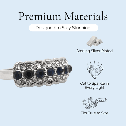 Avery - Dark Sapphire Silver Plated Stacking Ring - Sage Gems Jewellery Co.