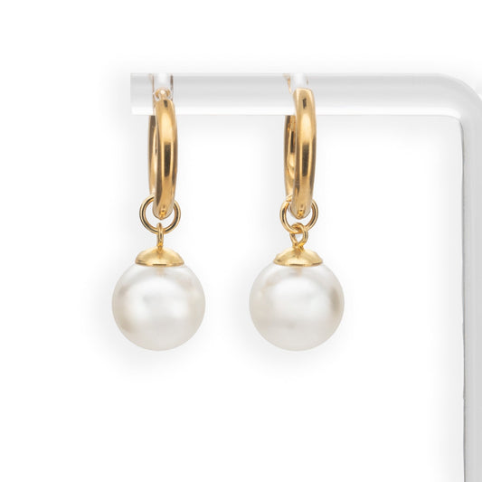 Chloe - Shell Pearl Huggies - Sage Gems Jewellery Co.