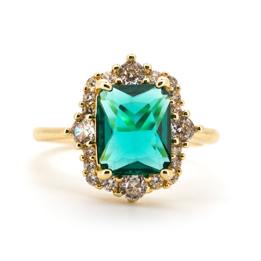 Esmerelda gold plated art deco ring - Regal Gems Jewellery