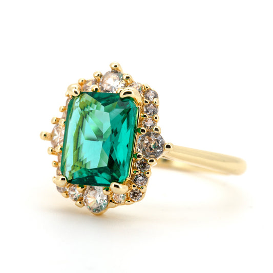 Esmerelda - Radiant Cut Gold Plated Ring - Sage Gems Jewellery Co.