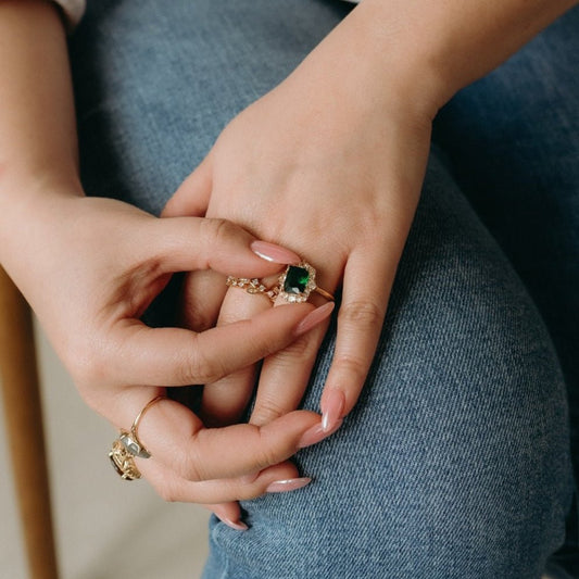 Esmerelda - Radiant Cut Gold Plated Ring - Sage Gems Jewellery Co.