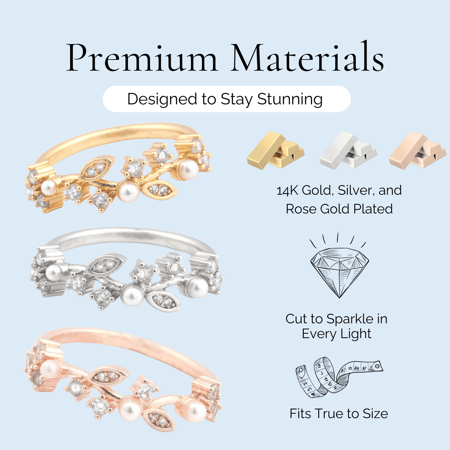 Isolde - Pearl and Crystal Plated Ring - Sage Gems Jewellery Co.