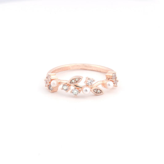 Isolde - Pearl and Crystal Plated Ring - Sage Gems Jewellery Co.