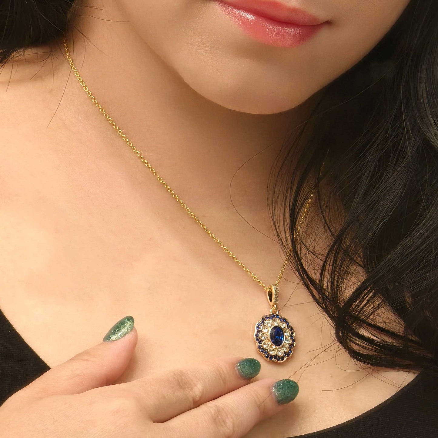 Lucrezia - Sapphire Gold Plated Pendant Necklace - Sage Gems Jewellery Co.