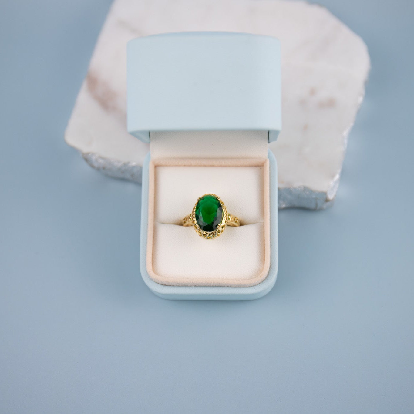 Made for a Queen - Oval Cut Gold Plated Statement Ring - Regal Gems Jewellery Co.