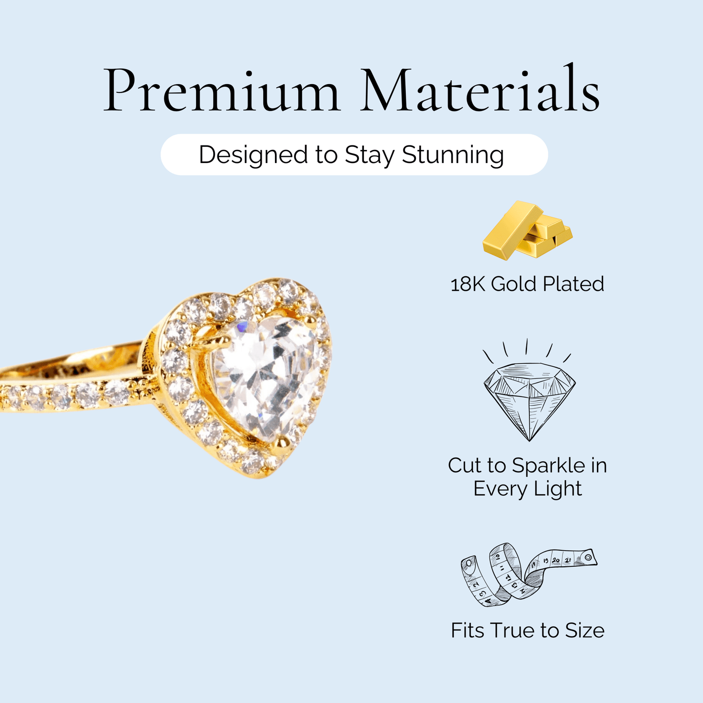 My Heart - Crystal Heart Gold Plated Ring - Sage Gems Jewellery Co.
