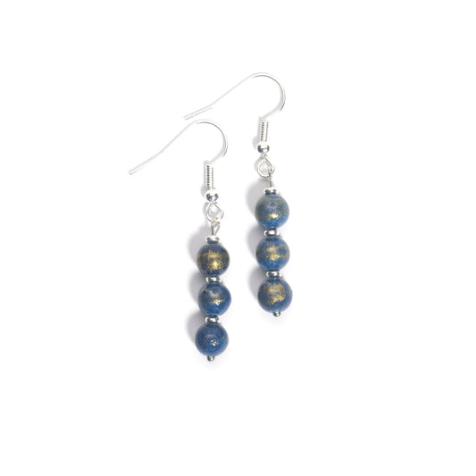 Nyla - Natural Dark Blue Chalcedony Gemstone Earrings - Sage Gems Jewellery Co.