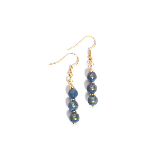 Nyla - Natural Dark Blue Chalcedony Gemstone Earrings - Sage Gems Jewellery Co.