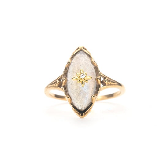 Persephone - Natural Labradorite Gemstone Gold Plated Ring - Sage Gems Jewellery Co.
