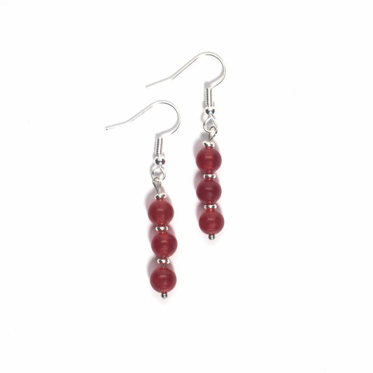 Solara - Natural Dark Red Chalcedony Gemstone Earrings - Sage Gems Jewellery Co.