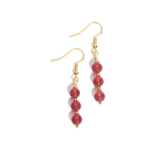 Solara - Natural Dark Red Chalcedony Gemstone Earrings - Sage Gems Jewellery Co.