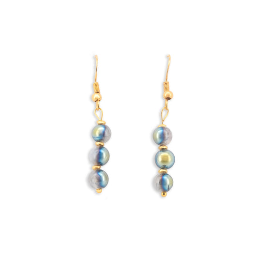 Stella - Natural Snow Cracked Agate Gemstone Earrings - Sage Gems Jewellery Co.