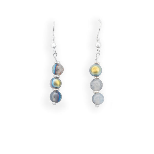 Stella - Natural Snow Cracked Agate Gemstone Earrings - Sage Gems Jewellery Co.
