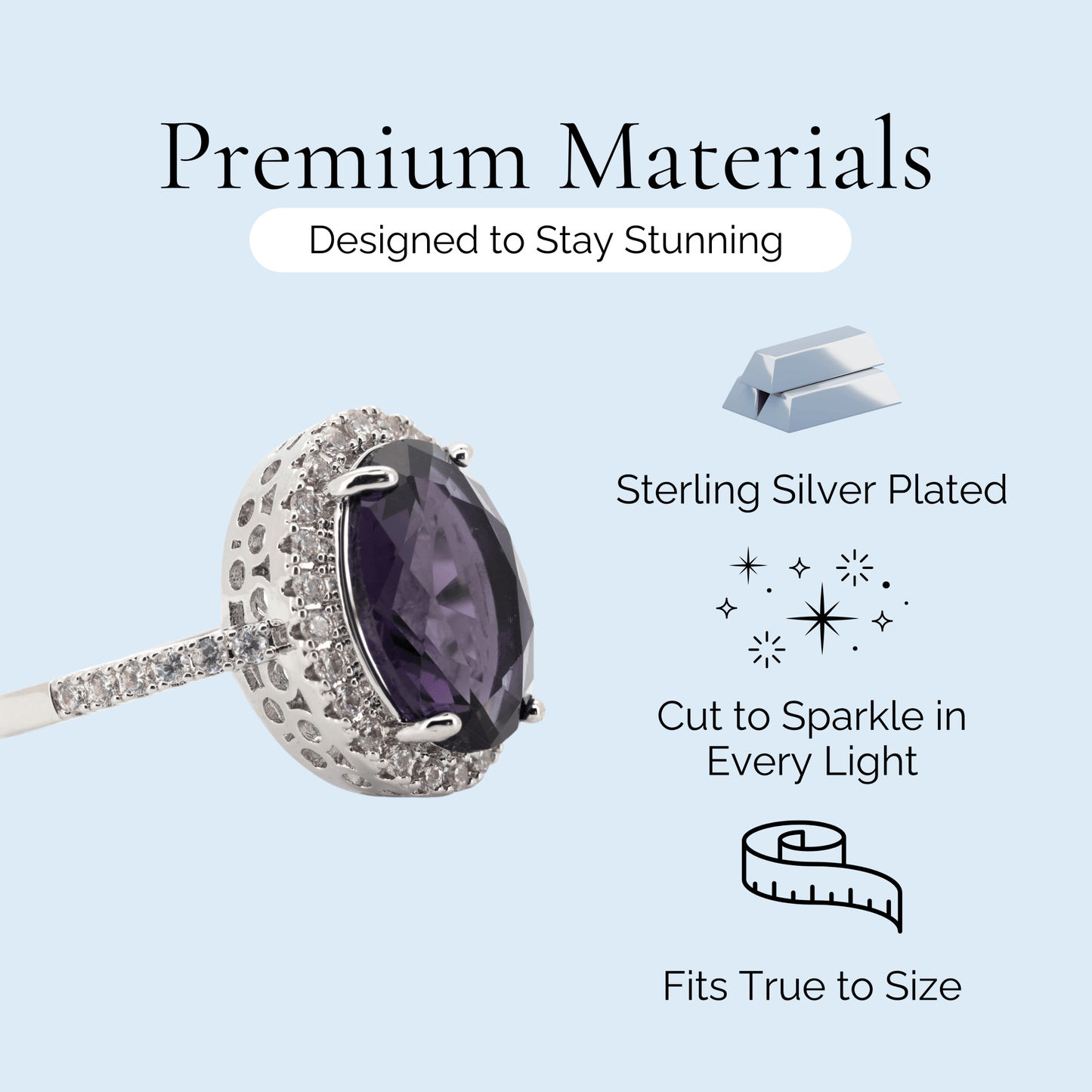 Wednesday - Oval Cut Smoky Amethyst Silver Plated Ring - Sage Gems Jewellery Co.