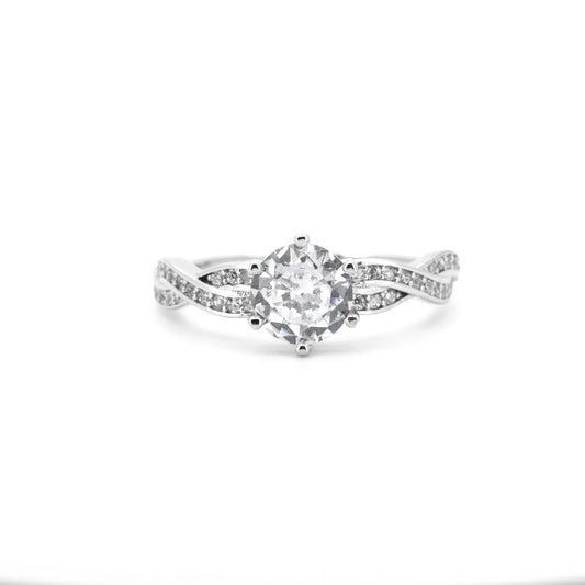 Small Brilliant Cut Wavy Band Silver-Plated Ring - Regal Gems Jewellery Co.