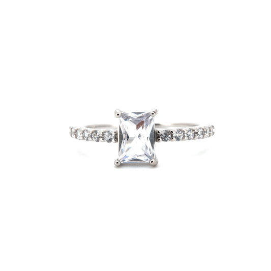 Small Radiant Cut Silver-Plated Ring - Regal Gems Jewellery Co.