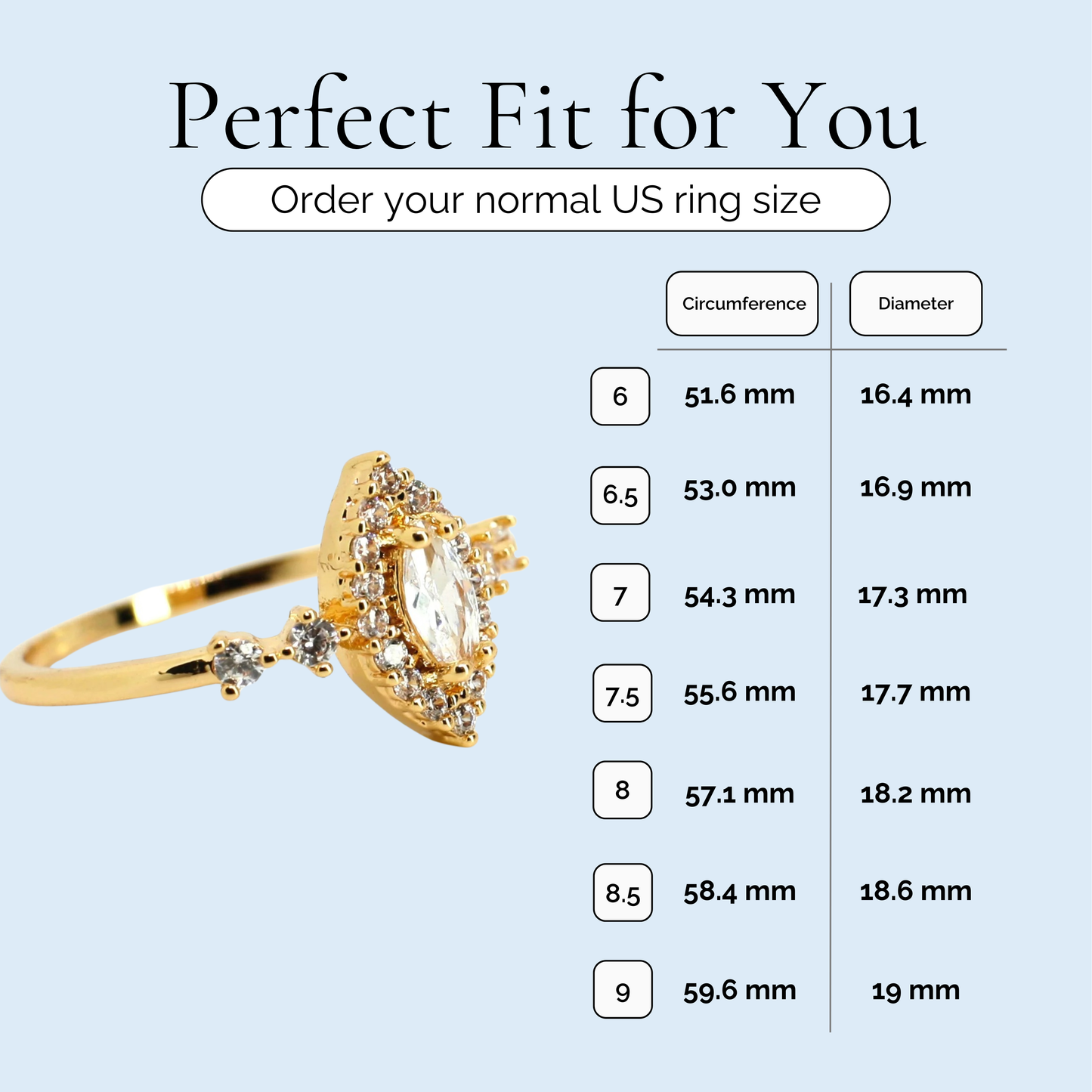 Penelope - Marquise Cut Crystal Gold Plated Ring