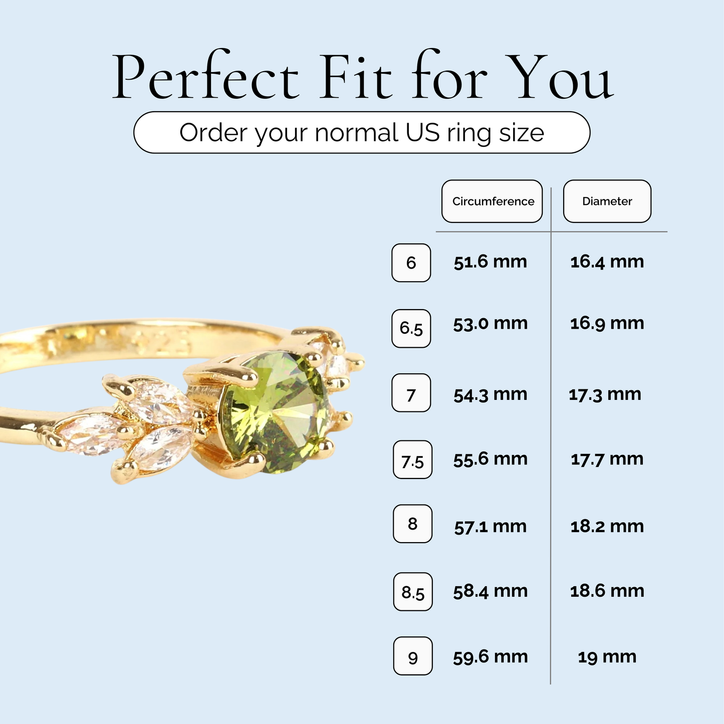 Trixie - Brilliant Cut Peridot Gold Plated Ring