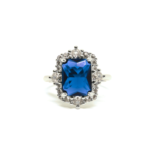Esperanza - Radiant Cut Sapphire Silver Plated Ring