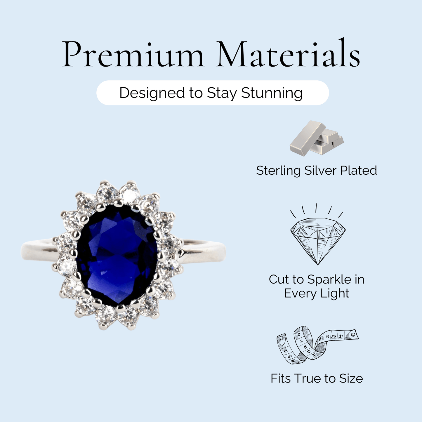 A Royal Affair - Sapphire Silver Plated Ring - Sage Gems Jewellery Co.