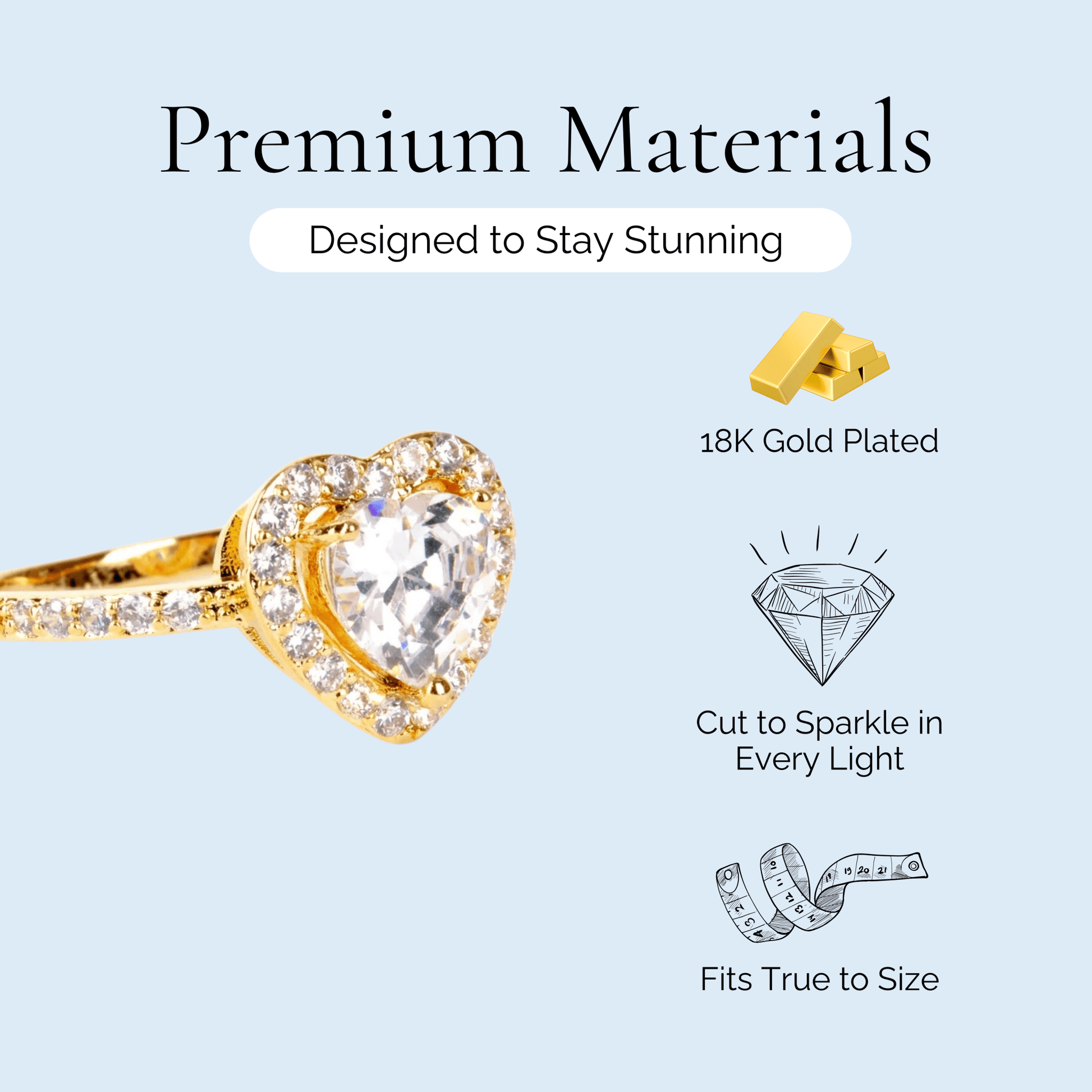 My Heart - Crystal Heart Gold Plated Ring - Sage Gems Jewellery Co.