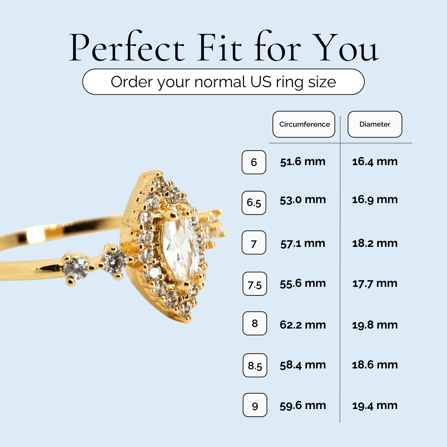 Penelope - Marquise Cut Crystal Gold Plated Ring - Sage Gems Jewellery Co.