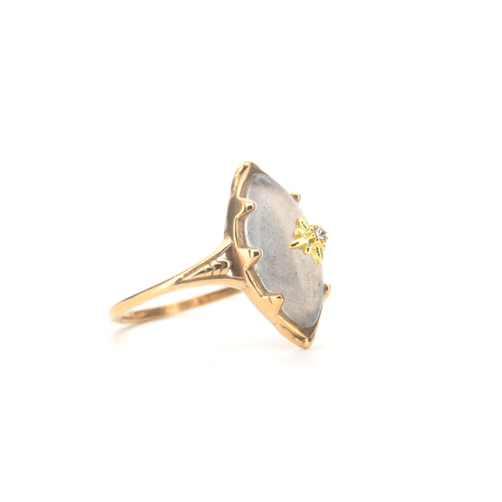 Persephone - Natural Labradorite Gemstone Gold Plated Ring - Sage Gems Jewellery Co.