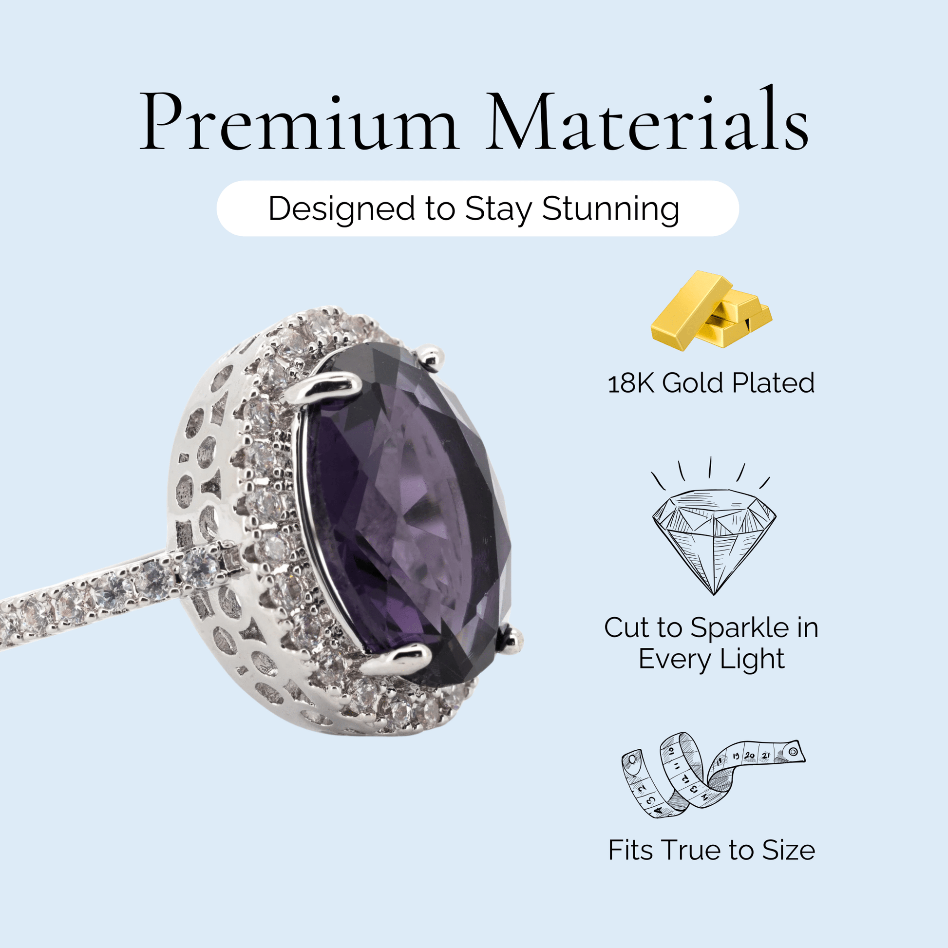 Wednesday - Oval Cut Smoky Amethyst Silver Plated Ring - Sage Gems Jewellery Co.